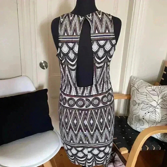 H&M geometric stretch pattern backless dress L - Picture 3 of 8